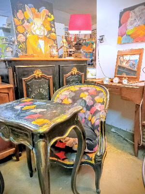 &eacute;co design,meubles relook&eacute;s,upcycling,tapisserie d'ameublement,d&eacute;cors peints