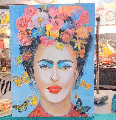 frida khalo,artiste peintre france,tableaux rigolos,cr&eacute;ations artitiques,d&eacute;cors peint,artisan d'art,d&eacute;coratrice,,d&eacute;cors peints